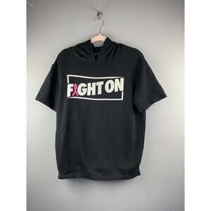 Hybrid Fight On"Breast Cancer Awareness Hoodie Womens Small Black short sleeve